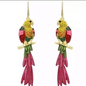 Zara Rhinestone Pink Tropical Bird Earrings